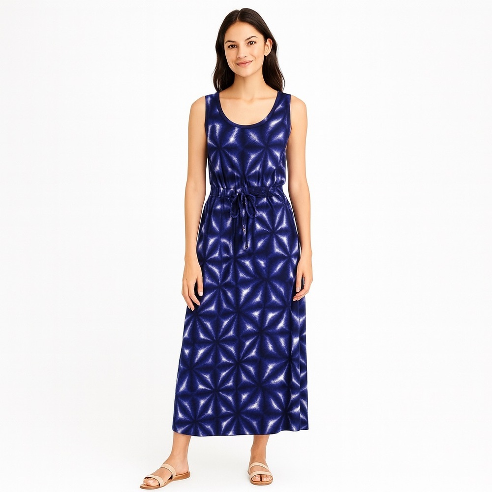 Calvin Klein Womens Sleeveless Maxi Dress Blue Purple Tie Dye Size S